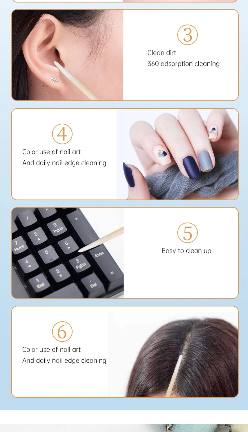 100/300 Pcs Disposable Ultra-small Cotton Swab Brush Lint Free Micro Wood Makeup Brushes Eyelash Extension Glue Removing Tools Beauty World Shop