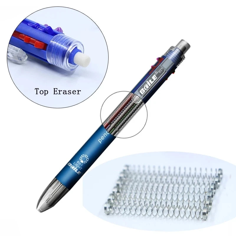 6 In 1 Multicolor Ballpoint Pens 5 Colors Ball Pen 1 Automatic Pencil With Eraser For School Office Writing Supplies Stationery Beauty World Shop