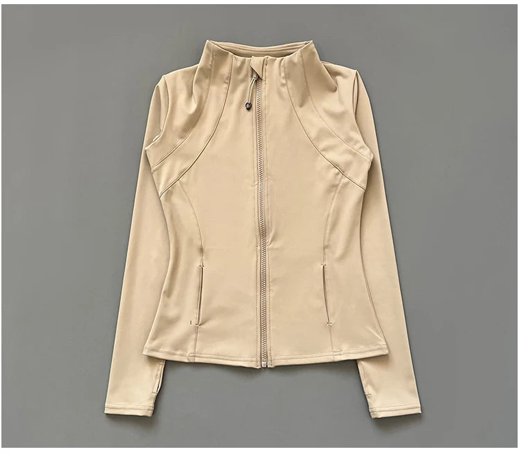 Quick Dry Stand Up Collar Fitness Jacket For Women Slim-Fit Zipper Yoga Wear Long Sleeve Breathable Running Sports Cycling Top Beauty World Shop