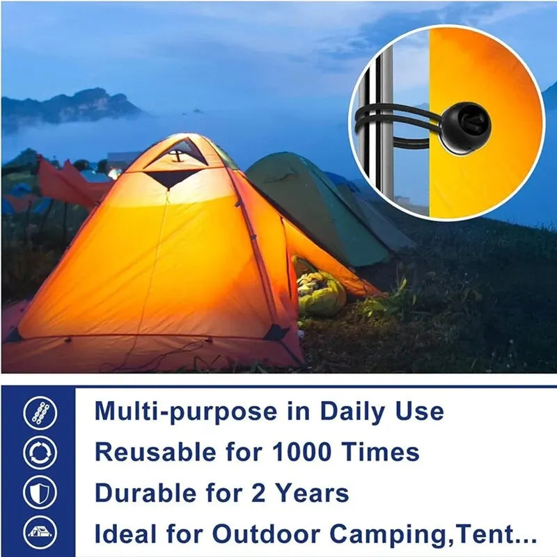 Outdoor Elastic Ball Rope Bungee Cords Portable Tent Fixing Tarpaulin Awning Canopy Heavy Duty Tarp Tie Down for Shelter Cargo Beauty Trend Shop