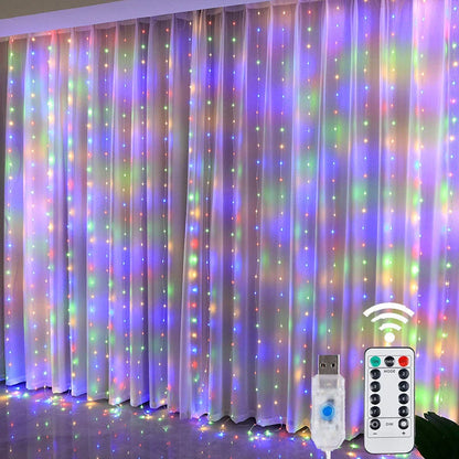Christmas Lights LED Fairy String Curtain Lights 8 Mode Remote USB Festoon Christmas Decor For Home Holiday New Year Lamp Beauty Fashion