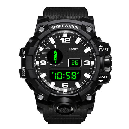 Fashion Men's Watch Sports Electronic Wristwatch Large dial Multifunctional Waterproof Luminous Alarm Kids Male's Military Watch Beauty World Shop