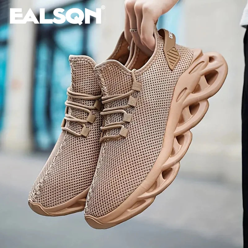 Men Sports Running Black Jogging Shoes Casual Sneakers Brown Outdoor Breathable Mesh Women Light Shock-absorption Black Tennis Beauty World Shop