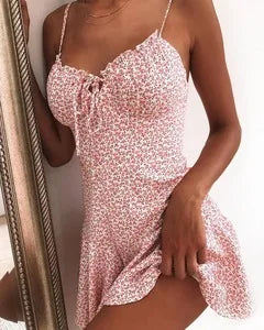 Floral Print A Line Mini Dresses Sexy Lady Dating Camisole Strapless Backless Dress Boho Solid Beach Clothing Beauty World Shop