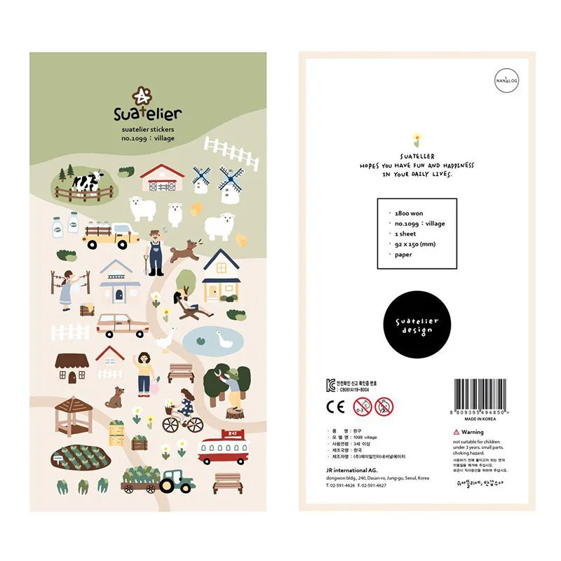 Korean Brand Suatelier Collection Daily Food Vlog Stickers DIY Scrapbooking Journey Diary Stationery Stickers Supplies Beauty World Shop