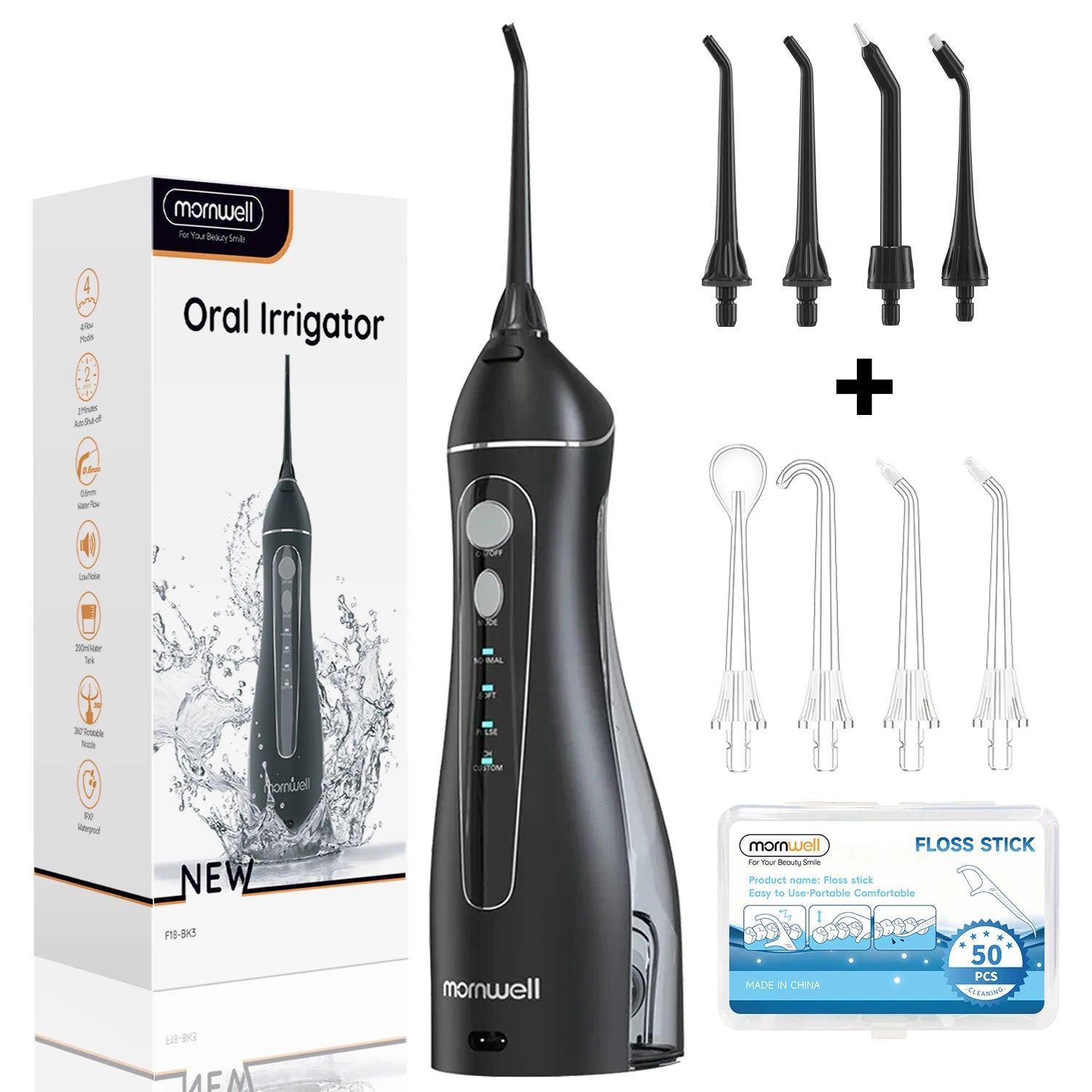 Water Floss Portable Cordless F18 Water Flosser 3 Cleaning Modes Waterproof Rechargeable Water Cleaner 4 Nozzles Clean Gums Beauty World Shop