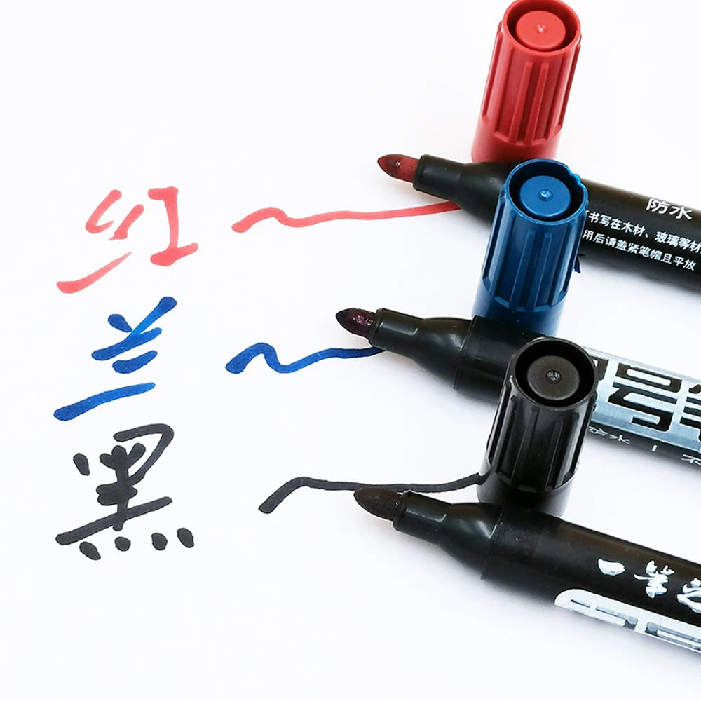 1-100Pcs Waterproof Oil-based Marker Pen Quick Dry Black Blue Red Ink Permanent for Metal Glass Stationery Art School Supply Beauty World Shop