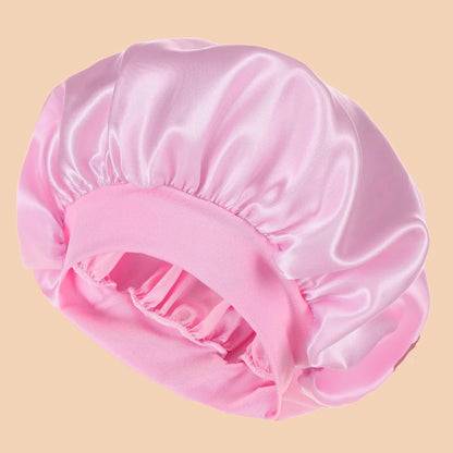 1pc Women's Solid Color Satin Wide-Brimmed Shower Cap, Suitable For Daily Use Silk Bonnet Satin Bonnet Beauty World Shop