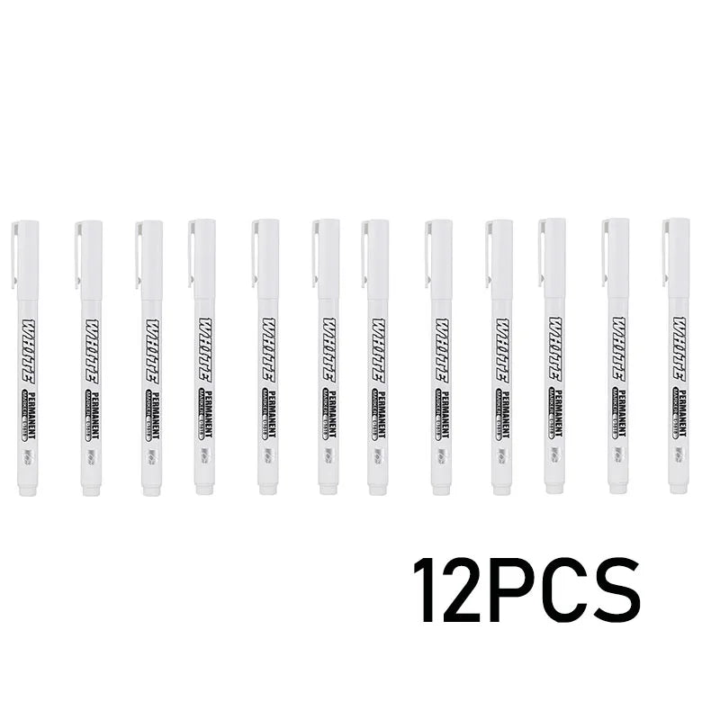 New 1/2/3PCS Waterproof Metal Marker Permanent White Paint Pen Washing Art Painting Graffiti Pens Fabric Wood Leather Marker1MM Beauty World Shop