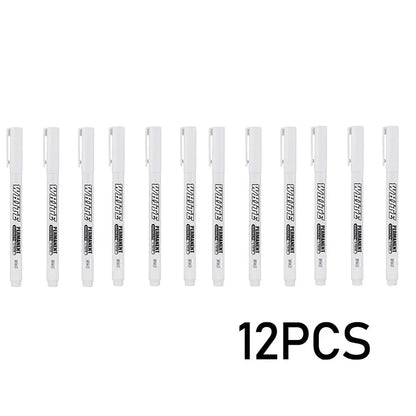 New 1/2/3PCS Waterproof Metal Marker Permanent White Paint Pen Washing Art Painting Graffiti Pens Fabric Wood Leather Marker1MM Beauty World Shop