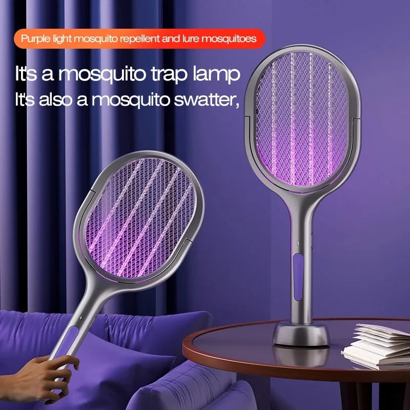 Telescopic Electric Mosquito Swatter & UV Trap Lamp, Extendable 109cm, Safe Physical Killer, Rechargeable, Wall Mount No Gap Beauty World Shop
