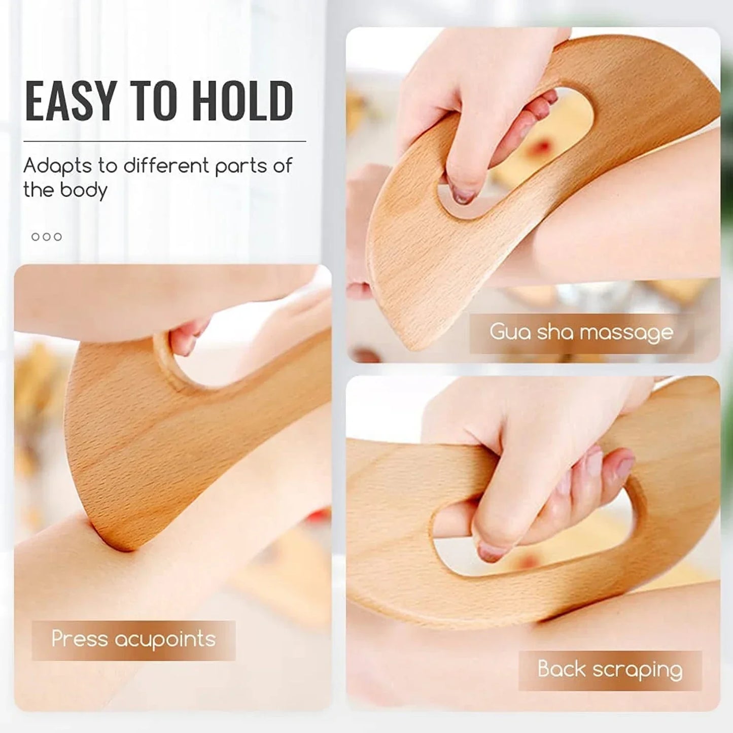 Wooden Cellulite Massager Body Guasha Tool Lymphatic Drainage Massager Muscle Scraper Back Massage Tool Relieve Muscle Fatigue Beauty Trend Shop