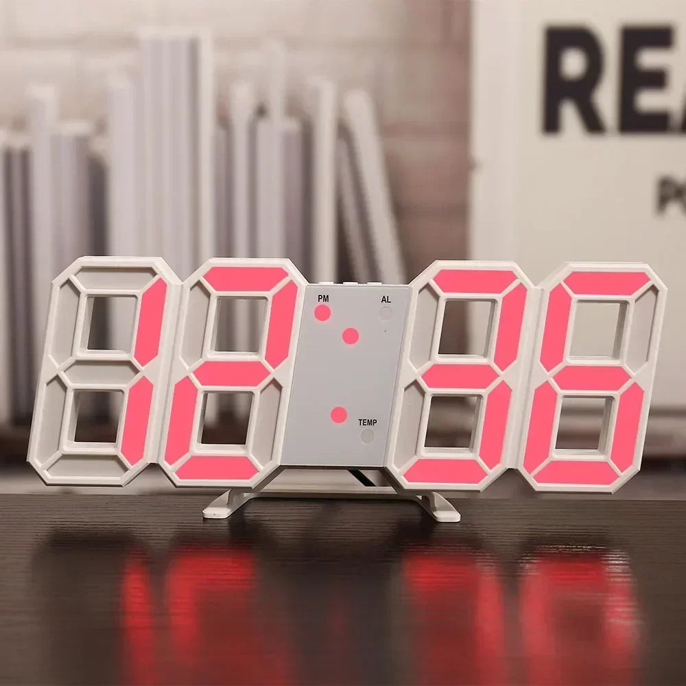 3D LED Digital Clock Wall Decoration Glow Night Mode Decoration for Home Adjustable Electronic Watch Clock Decor Clocks Garden Beauty World Shop