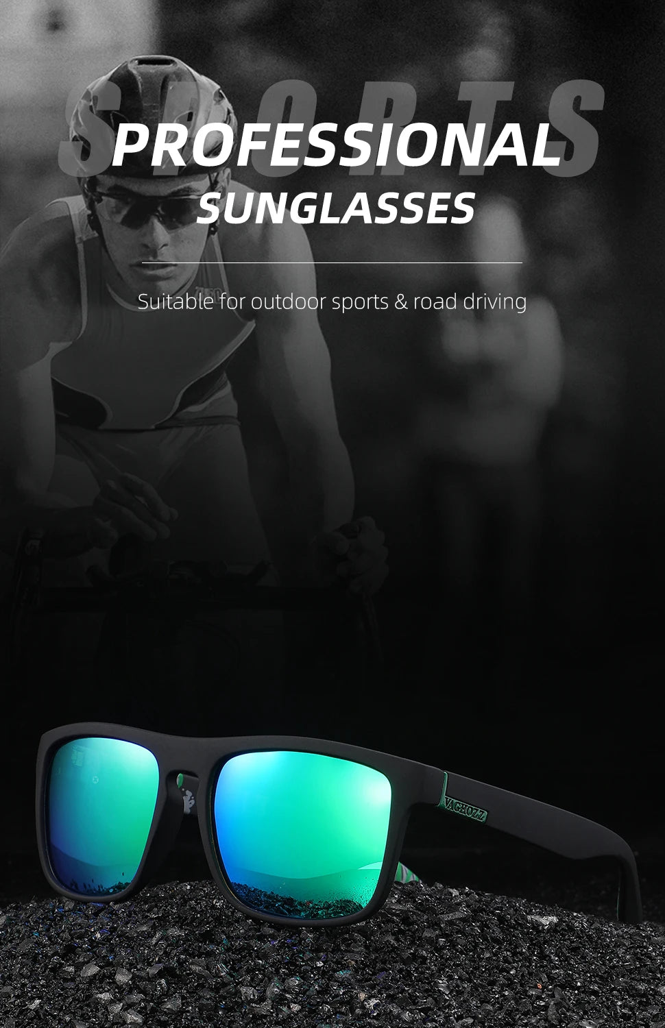 VAGHOZZ Brand Classic Sunglasses Men UV400 Fishing Sun Glasses Women Square Outdoor Male Sport Eyewear Driving Shades Beauty World Shop