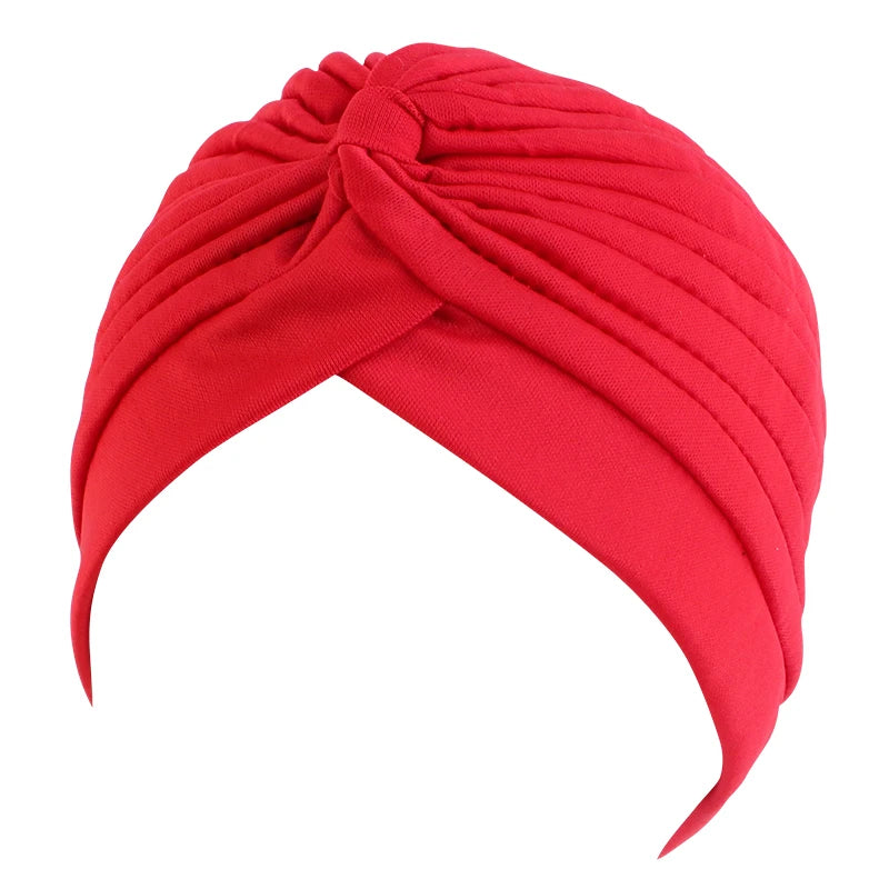 New Knotted Ruffle Turban Ladies Soft Headscarf Casual Streetwear Female Muslim Hijab Indian Hats Cancer Chemo Cap Turbante Beauty World Shop