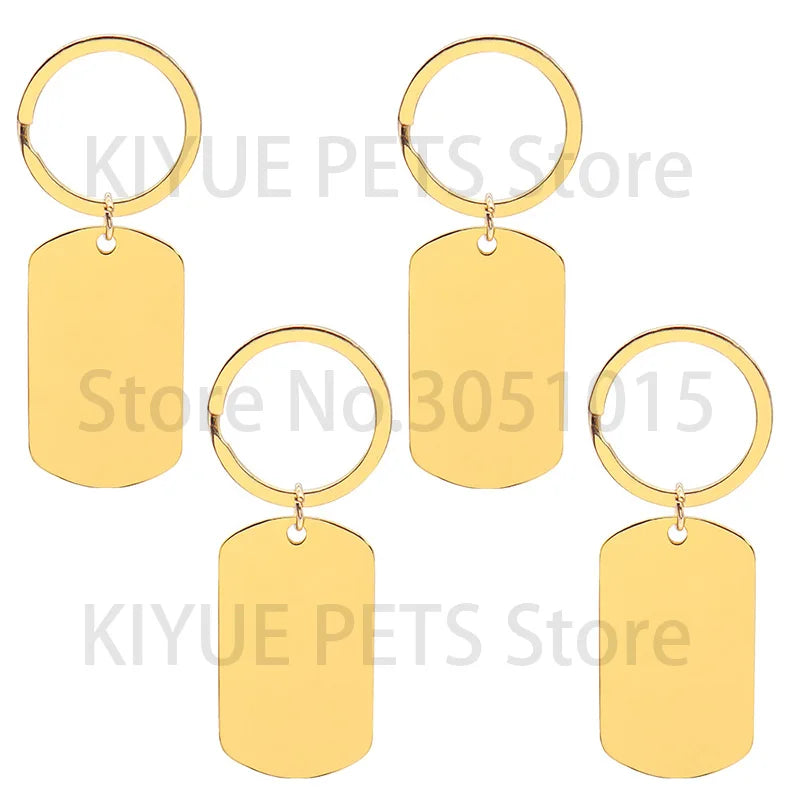 10 Pcs Blank ID Tag Stainless Steel Military  Name Plate Keychain For DIY Accessories Custom Logo Name Women Men Keychain Ring
