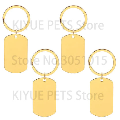 10 Pcs Blank ID Tag Stainless Steel Military  Name Plate Keychain For DIY Accessories Custom Logo Name Women Men Keychain Ring