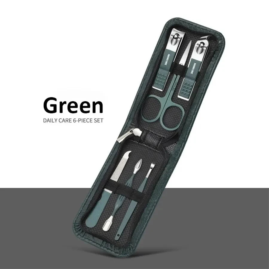 Ouriner 6-18Pcs Portable Manicure Sets Pedicure Kits Bright Black Nail Clipper Set Personal Care Tools Eyebrow Scissors Beauty World Shop