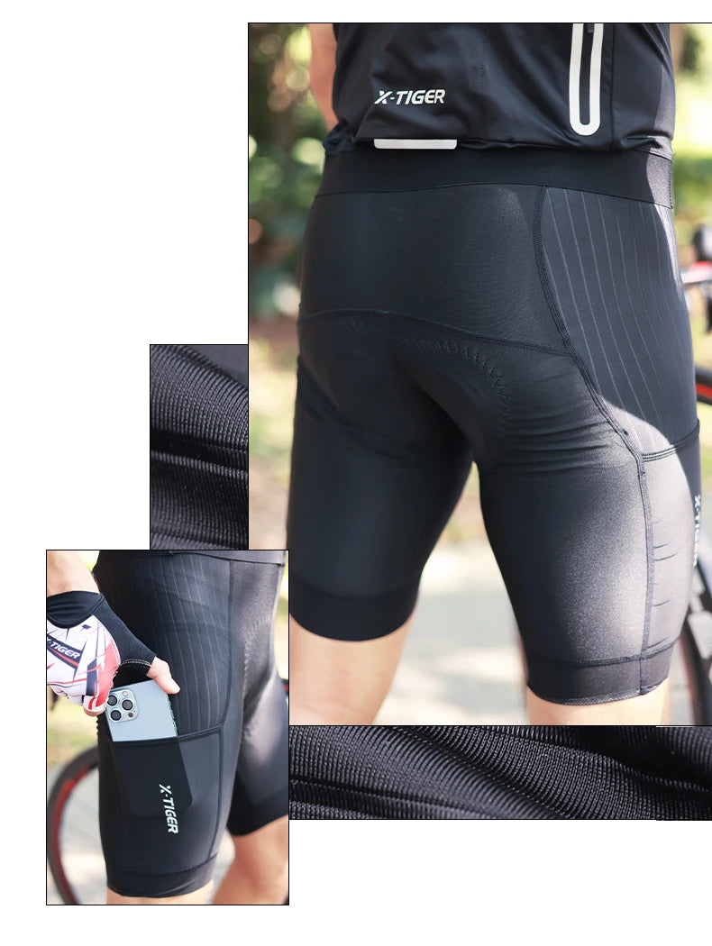 X-TIGER  Cycling Shorts Men Double Arrow Cushion Pad MTB Road Anti Slip Bike Shorts 7 Hours Ride Breathable Lycra Shorts Beauty World Shop