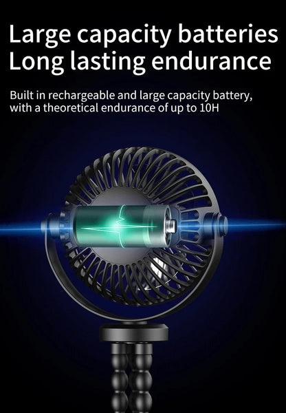 New 5200 mah multi-functional stroller Mini fan Portable USB charging small fan Mobile phone seat outdoor handheld Octopus fan