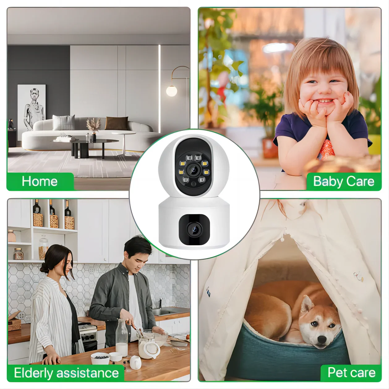 Tuya 8MP WiFi IP Camera Dual Lens Baby Monitor Color Night Vision Human Automatic Tracking Video Smart Home Surveillance Camera Beauty Trend Shop