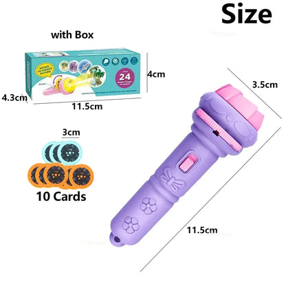 10 Cards Cartoon Projection Flashlight 80 Patterns Creative Children Flashlight Toy Projector Baby Toys Bedtime Story Book Toy Beauty Fashion
