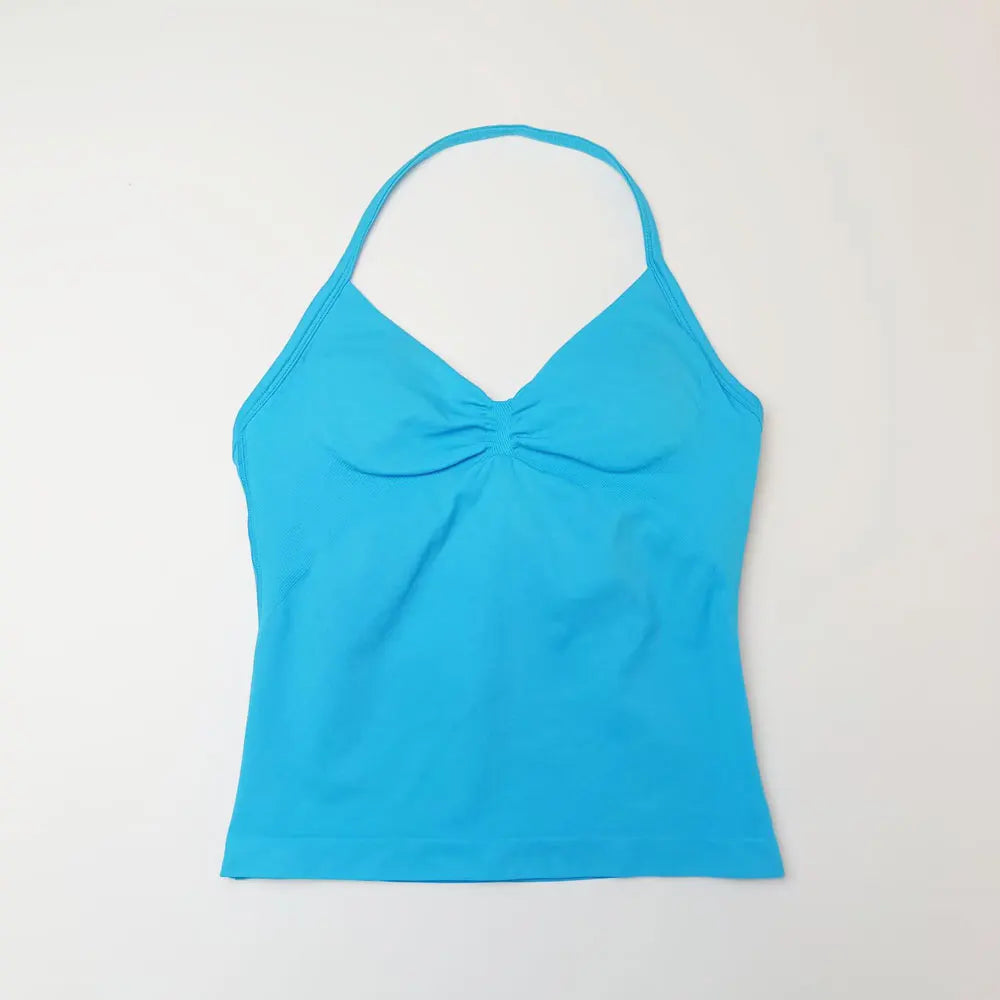 NCLAGEN Impact Longline Strappy Top Sports Yoga Vest Women's Fitness Tank Top Gym Beautiful Open Back Bra Running Workout Halter Beauty World Shop