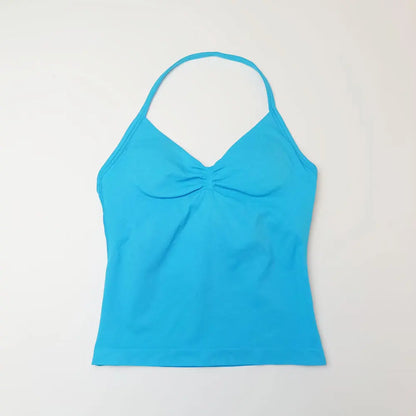 NCLAGEN Impact Longline Strappy Top Sports Yoga Vest Women's Fitness Tank Top Gym Beautiful Open Back Bra Running Workout Halter Beauty World Shop
