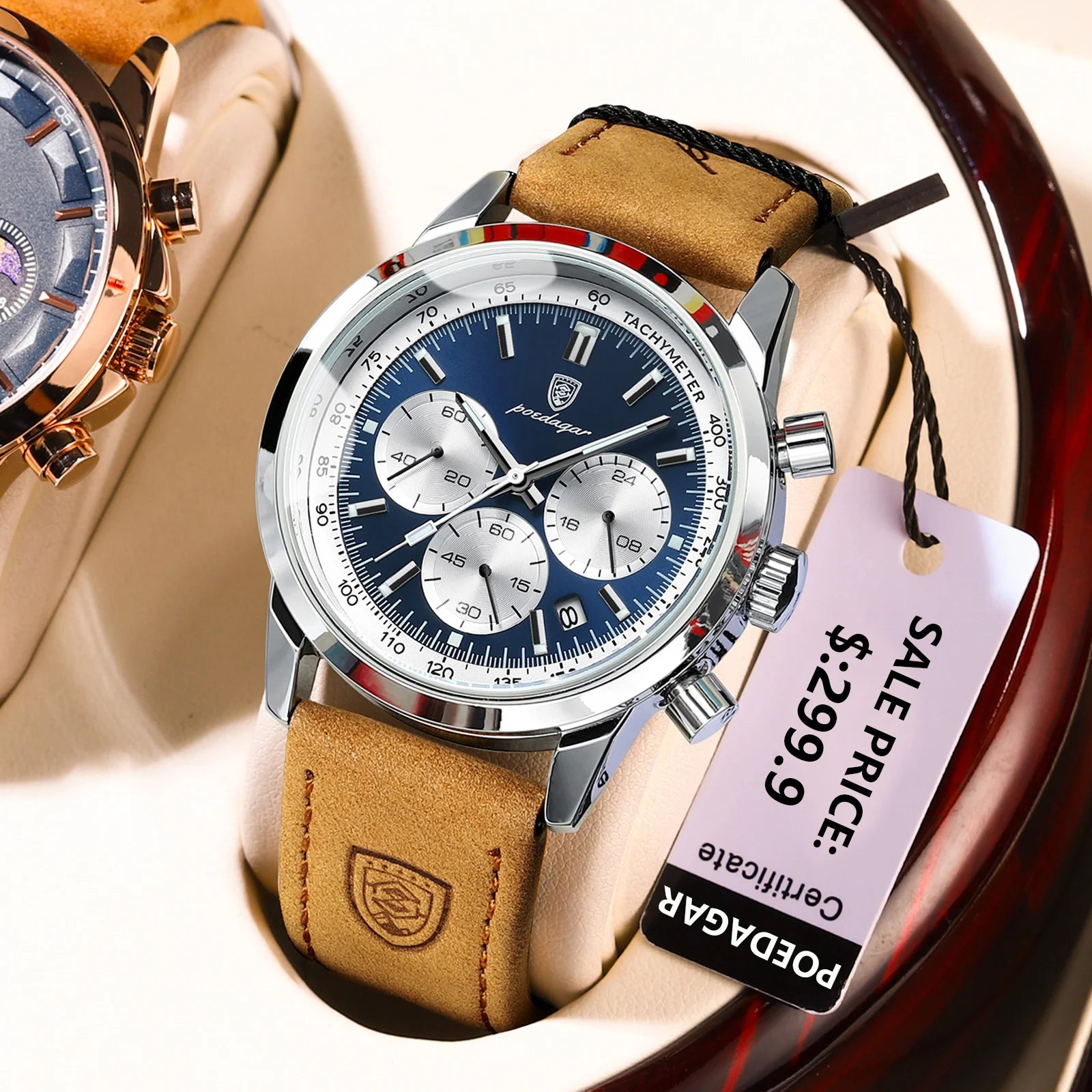 POEDAGAR Top Brand Men's Quartz Watch Waterproof Luminous Chronograph Military Man Watch Luxury Fashion Leather Watches For Men Beauty World Shop