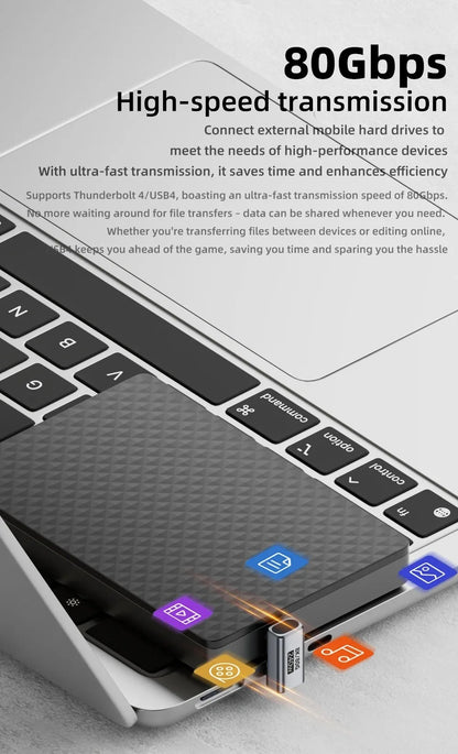 USB4.0 PD240W 8K60Hz Charger Connector for  80Gbps High Speed USB C OTG U-Shape Straight Angle dapter For Macbook iphnoe15/16