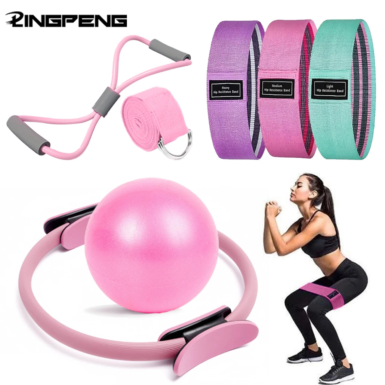 NEW Pilates Ball And Ring Set Pilates Fitness Ring Resistance Band Exercise Workout Fitness Equipment For Pregnancy Postpartum Beauty World Shop