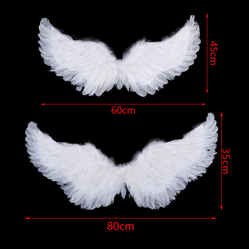 Kids Adult Party Swallow White Angel Feather Wings Halo Magic Wands Cosplay Elastic Straps Wedding Halloween Christmas Birthday Beauty World Shop