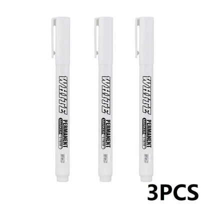 New 1/2/3PCS Waterproof Metal Marker Permanent White Paint Pen Washing Art Painting Graffiti Pens Fabric Wood Leather Marker1MM Beauty World Shop