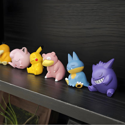 6pcs/set Pokemon Pikachu Anime Toys Dolls Psyduck Gengar Jigglypuff Gonbe Slowpoke Sleep Cute Model Action Figure Toys Beauty World Shop