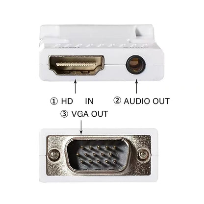 HDMI-compatible Female to VGA Male Converter 3.5mm Audio Cable Adapter 1080P FHD Video Output for PC Laptop TV Monitor Projector Beauty World Shop