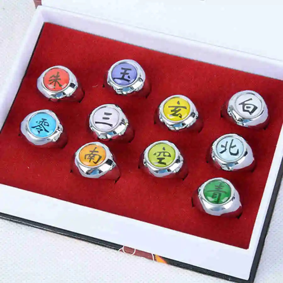 10PCS/Set Anime Akatsuki Itachi Metal R-ings Cartoon Cool Cosplay Accessory Props Boy Children Action Figure Toy Gift Beauty World Shop