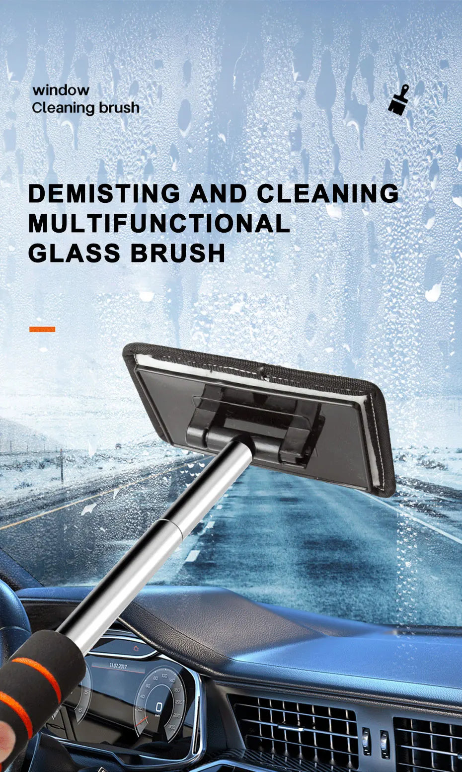 SEAMETAL Car Front Windshield Defogging Brush Telescopic Long handle Car Household Glass Clean Brushes Dust Remover Tool Beauty World Shop