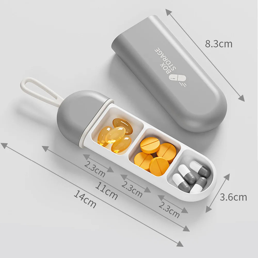Portable Colorful 3 Spaces Medicine Case Health Care Container Case Pill Box Splitters Travel Pill Box Tiny Box Easy to Carry Beauty World Shop