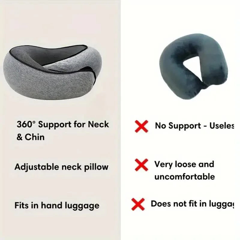 Travel Neck Pillow Memory Foam U-shaped Pillow Snail Style Travel Neck Support Portable Adjustable Soft Noon Break Sleep Pillows Beauty World Shop