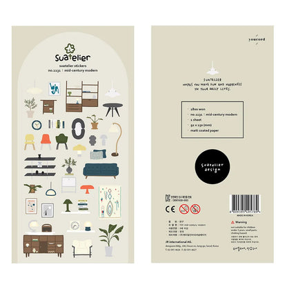 Korean Brand Suatelier Collection Daily Food Vlog Stickers DIY Scrapbooking Journey Diary Stationery Stickers Supplies Beauty World Shop