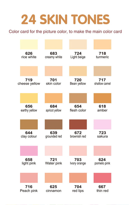 GuangNa 12-72 Colors Soft Brush Acrylic Marker Pen Set,Skin Tone, Macaron color,DIY Hand Drawn,Paint Art Markers pens,GN.8201F/M Beauty World Shop