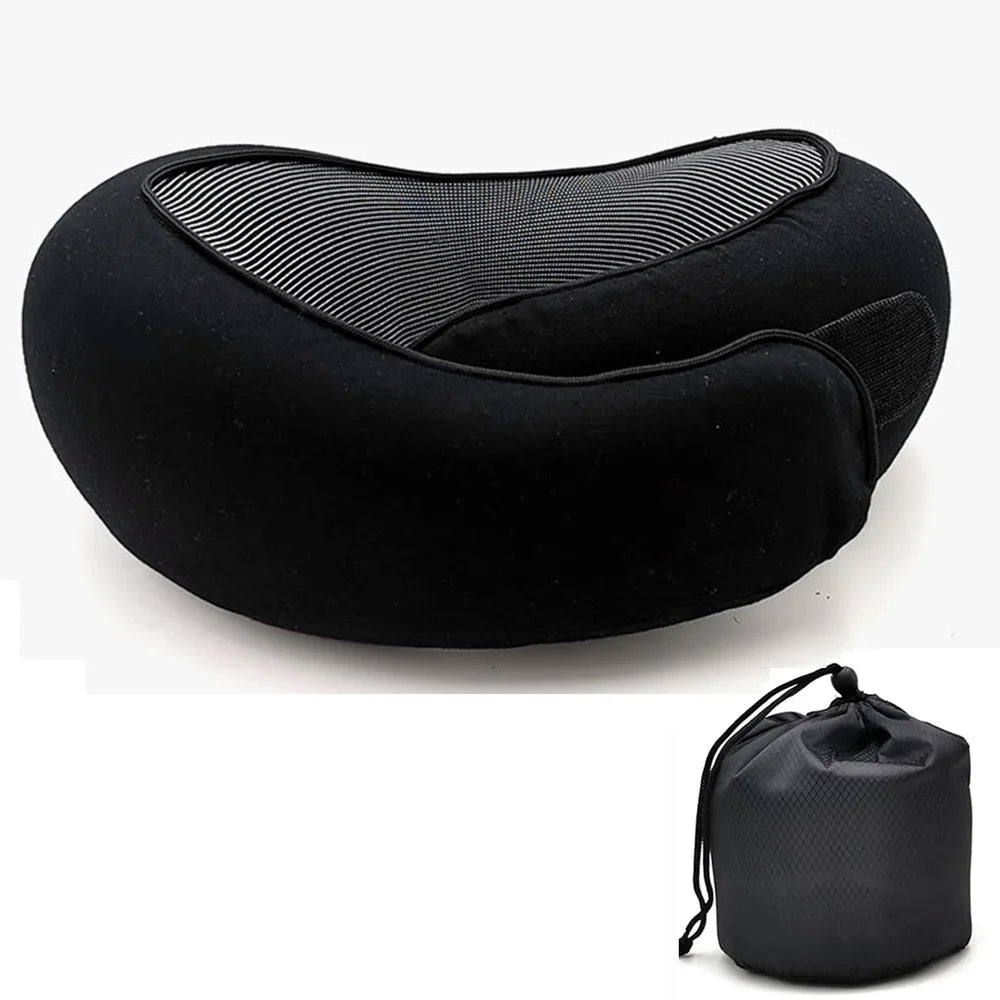 Travel Neck Pillow Memory Foam U-shaped Pillow Snail Style Travel Neck Support Portable Adjustable Soft Noon Break Sleep Pillows Beauty World Shop