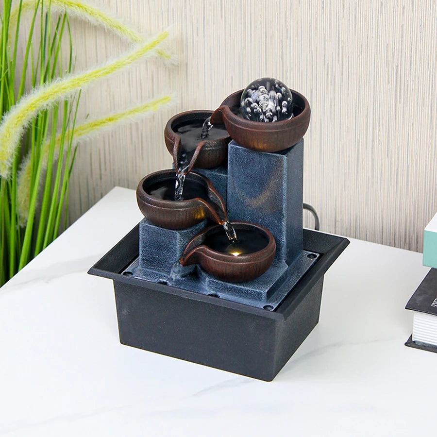 Mini Zen Tabletop Fountain - Relaxing LED Waterfall for Office Desk, Yoga Room & Feng Shui Decor Beauty World Shop