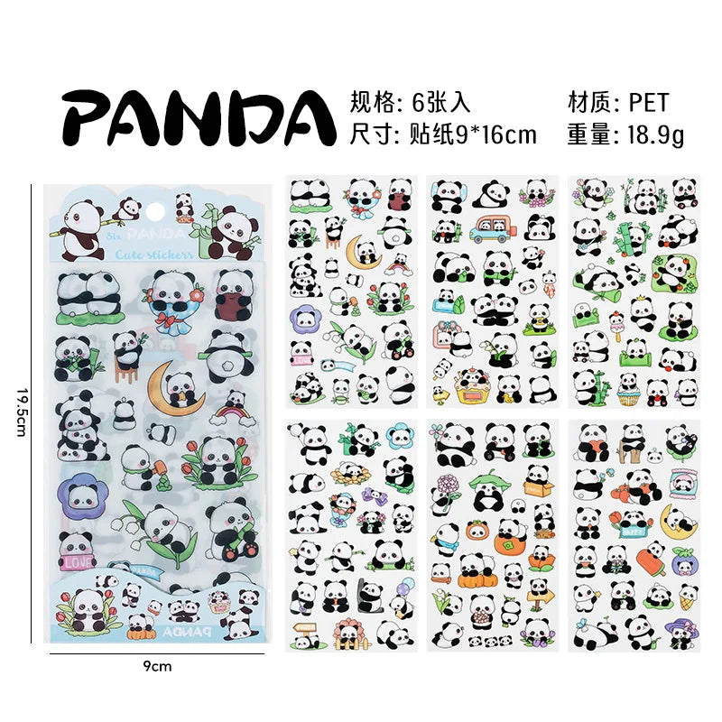 6Pieces/Set Transparent Pvc Waterproof Cartoon Sticker DIY Hand Account Decorative Stickers Kawaii Phone Cup Stickers Beauty World Shop