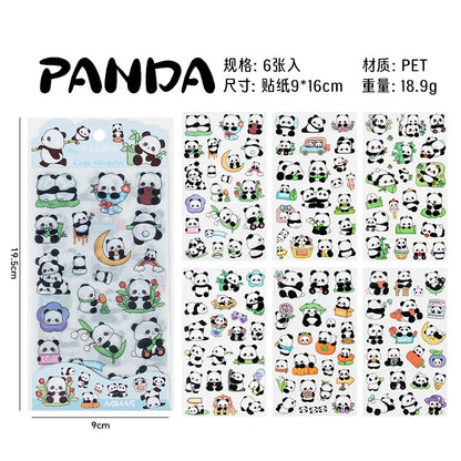 6Pieces/Set Transparent Pvc Waterproof Cartoon Sticker DIY Hand Account Decorative Stickers Kawaii Phone Cup Stickers Beauty World Shop