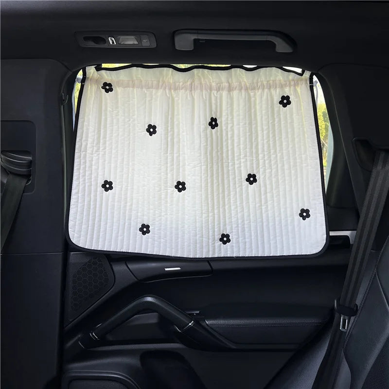 Cute Cartoon Embroidered Thickened Cotton Baby Car Window Sunshade Cover UV Protection Suction Cup Installed Sliding Curtain Beauty World Shop