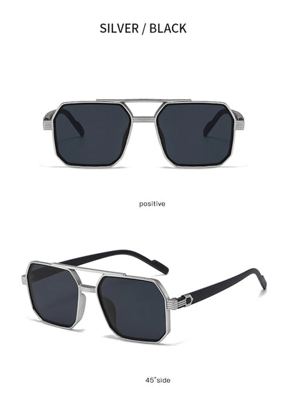 Hiking New Fashion Double Beam Polygonal Anti Light Glasses Retro Personalized Trendy Large Frame Eyewear European and American Beauty World Shop