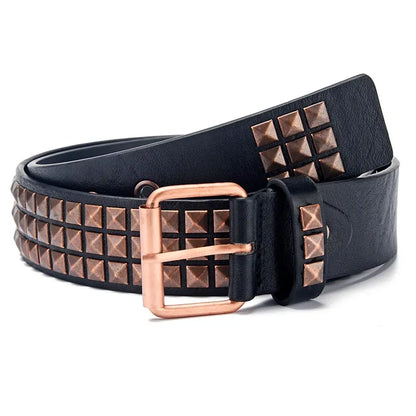 Fashion New Square Bead Rivet Belt Metal Pyramid Belt Men and Women Punk Hardware Jeans Belt Y2K Belt Designer Belt Women's Belt Beauty World Shop