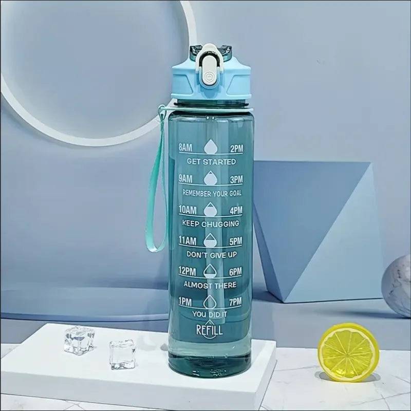 800ml/27oz Large Capacity Sports Water Bottle Leak Proof Plastic Drinking Cup With Time Scale Suitable For Travel Fitness Sports Beauty World Shop