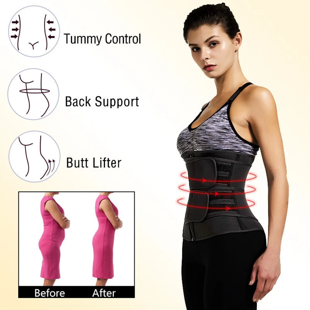 1pc Waist Trainer Slimming Body Shaper Fitness Belt Weight Loss Fat Burning Sport Girdle Sweat Trimmer Workout Cincher Shapewear Beauty World Shop